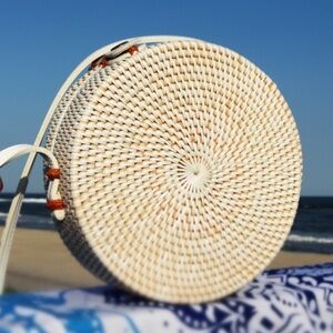 Nantucket Style Large Crossbody Woven Rattan Bag